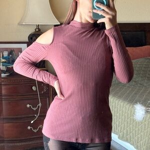 Nude Pink Cold Shoulder Top